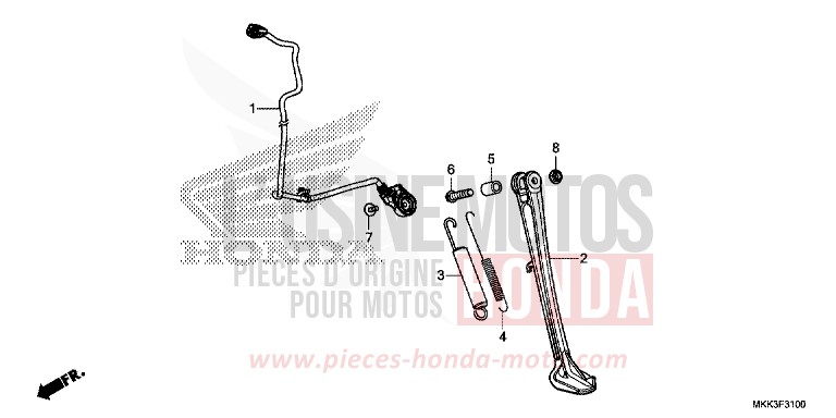 SEITENSTAENDER von Africa Twin CANDY CHROMOSPHERE RED (R381) von 2018